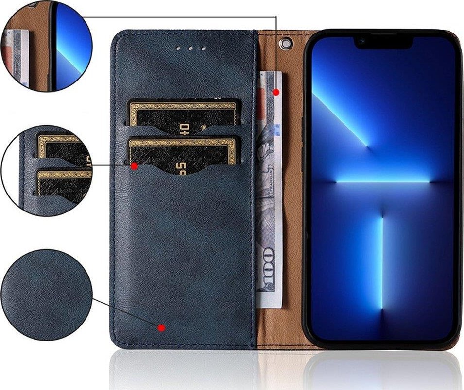 Këllëf portofol Hurtel Magnet Strap Case për Xiaomi Redmi Note 11 Pro, me mini varëse, blu