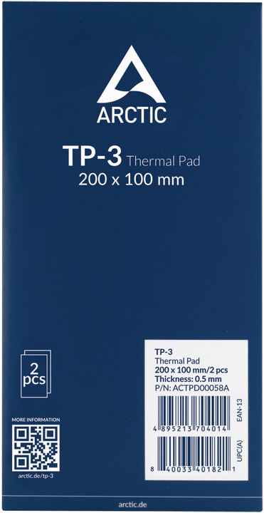 Tермални влошки Arctic TP-3 Thermal Pad 200x100x0,5мм (пакување од 2)