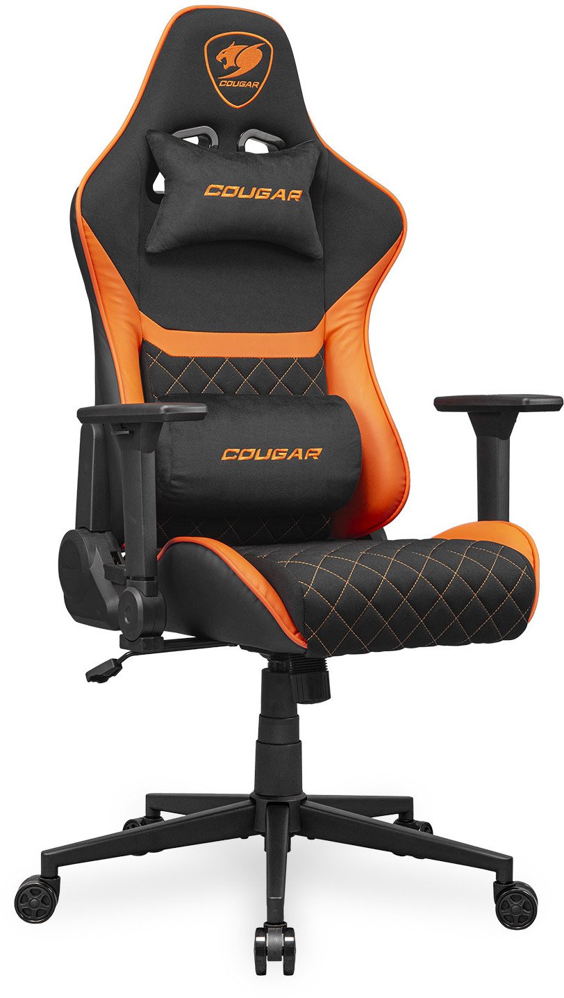 Karrige gaming Cougar Armor One V2 F, tekstil, deri 120kg, e zezë portokalli