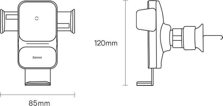 Mbajtëse telefoni për veturë Baseus Wisdom, karikues wireless 15W, montim në grilë, e zezë