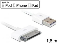 Kabllo Delock USB-A - Apple 30-Pin, 1.8.m, e bardhë