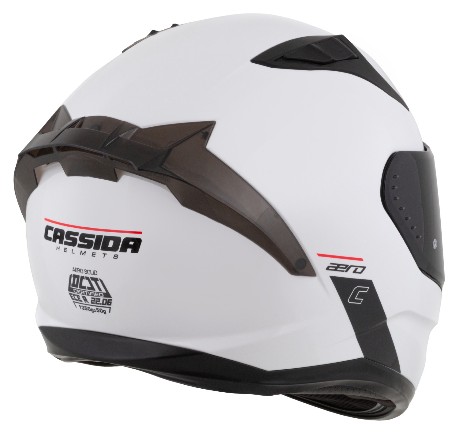 Kaskë moto Cassida Aero Solid 2026, integrale, e bardhë e zezë