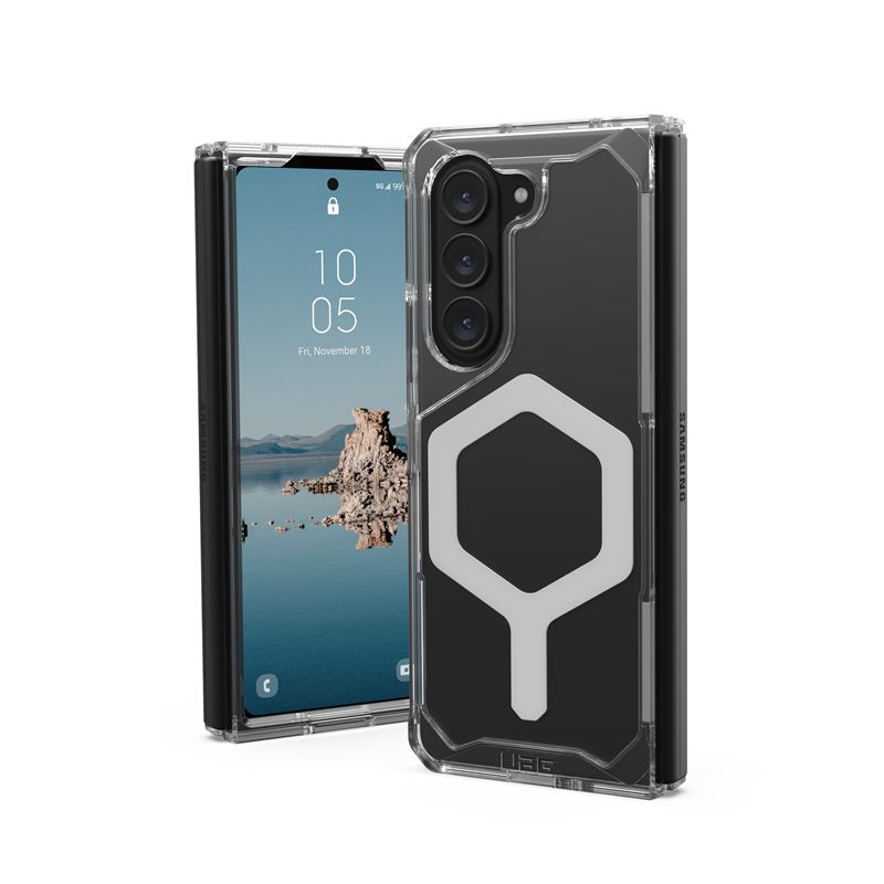 Mbështjellës telefoni Urban Armor Gear Plyo Pro për Samsung Galaxy Z Fold5, transparent, argjendtë