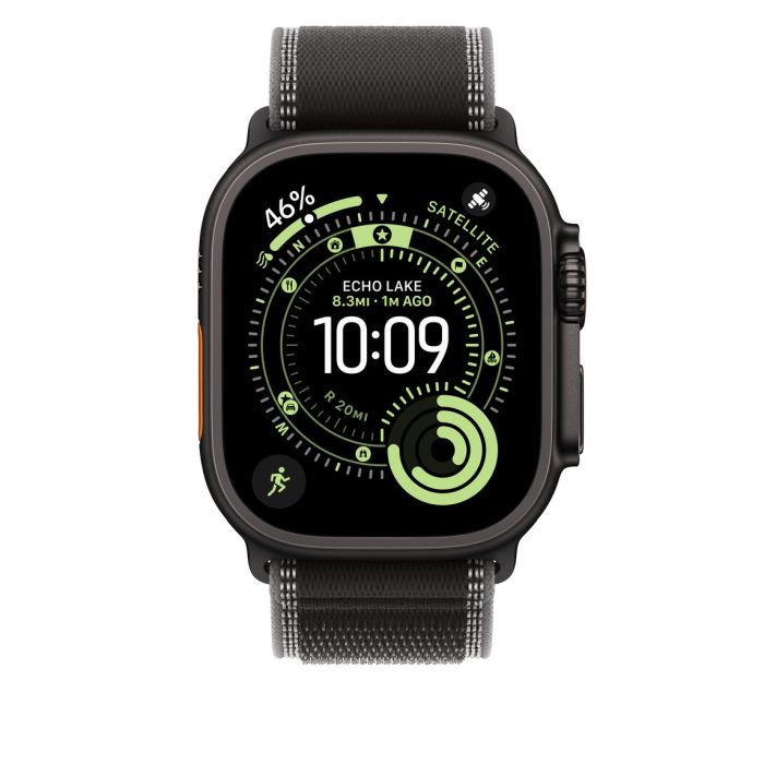 Apple Watch 49mm Loop, Black/Charcoal Trail Loop, S/M, Black Titanium Finish