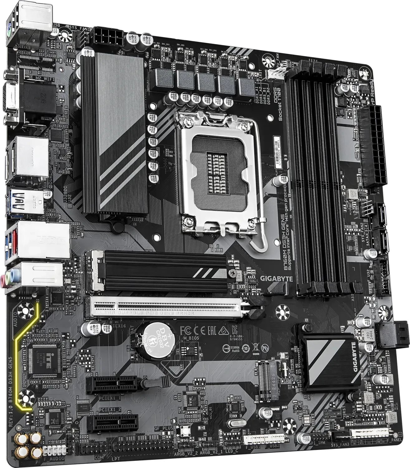 Motherboard GIGABYTE B760M DS3H GEN5, Intel 12 14 Gen, DDR5, Micro ATX