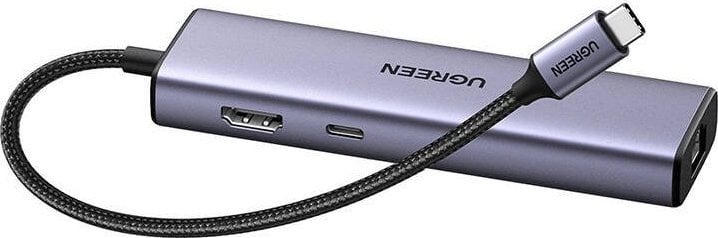 HUB USB UGREEN CM512, 3x USB A 3.0, HDMI 4K, RJ 45, USB C PD 100W, gri
