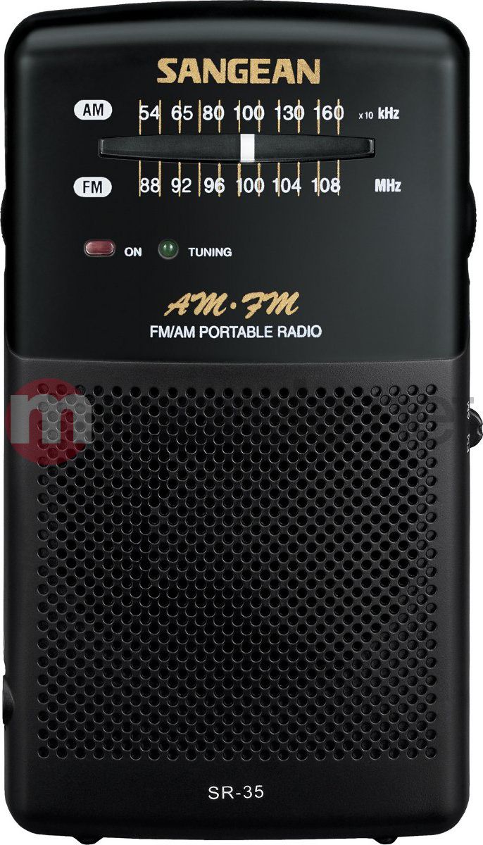 Radio xhepi Sangean AM FM, tuner analog, altoparlant i integruar, gri