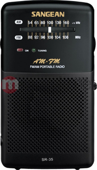 Radio xhepi Sangean AM FM, tuner analog, altoparlant i integruar, gri