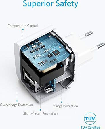 Полнач Anker 320, 12W, 2 USB порти, бел