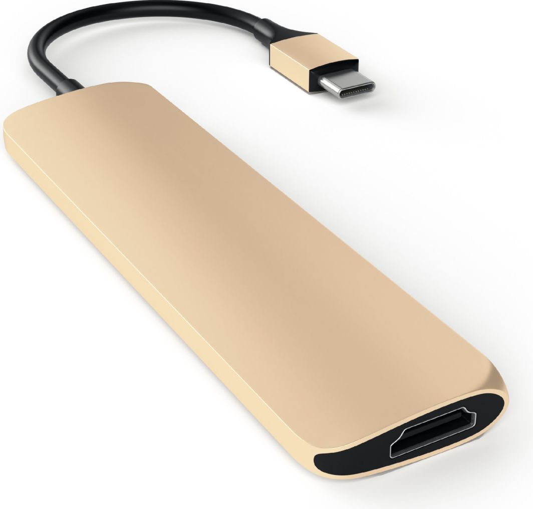 Konvertues Satechi Aluminum SLIM Type-C MultiPort Adapter, HDMI 4K, 2x USB 3.0, artë
