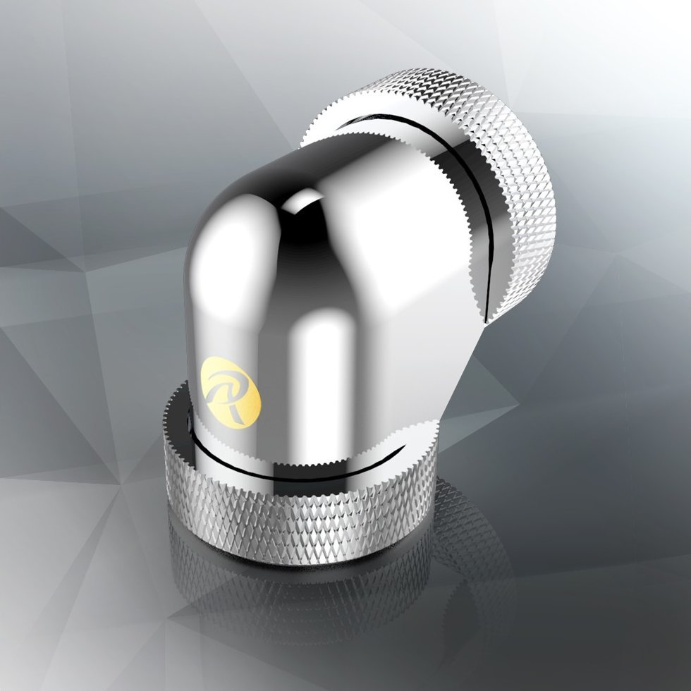 Adapter ftohës për ujë Raijintek Pelias D160906, 16mm, 90°, set 6 copë, argjendi