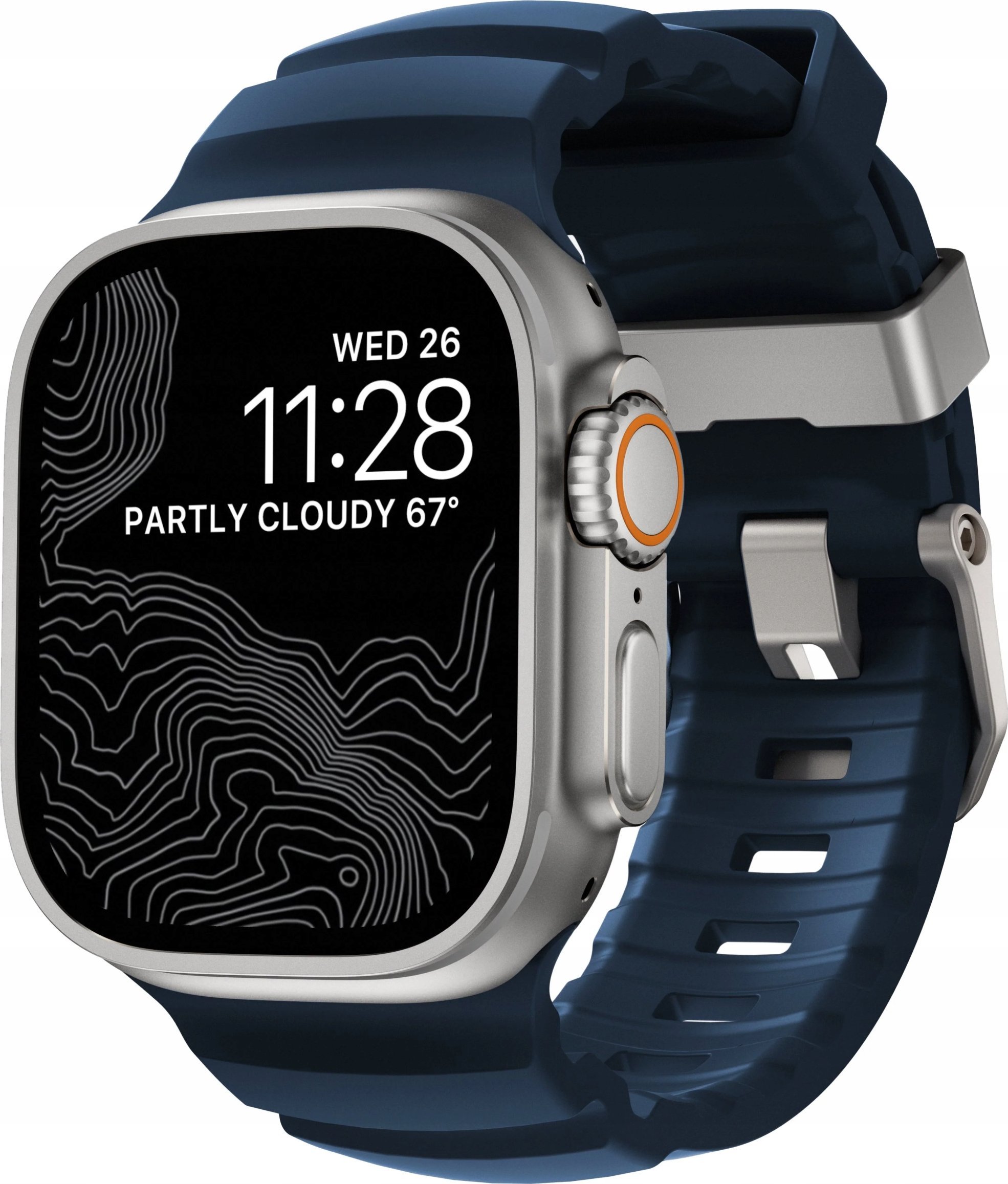 Rrip sportiv për Apple Watch Rocky Point Atlantic, 46mm 49mm, gome FKM, titanium natyral