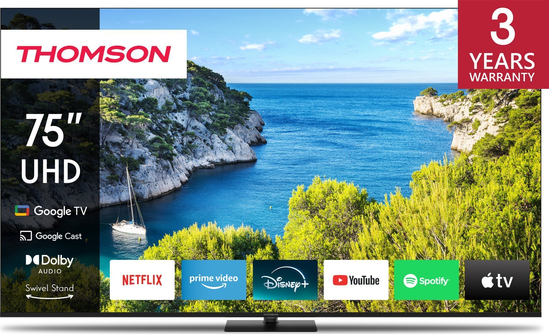 Televizor Thomson 75UG5C14, 75", 4K UHD, Smart Google TV, i zi