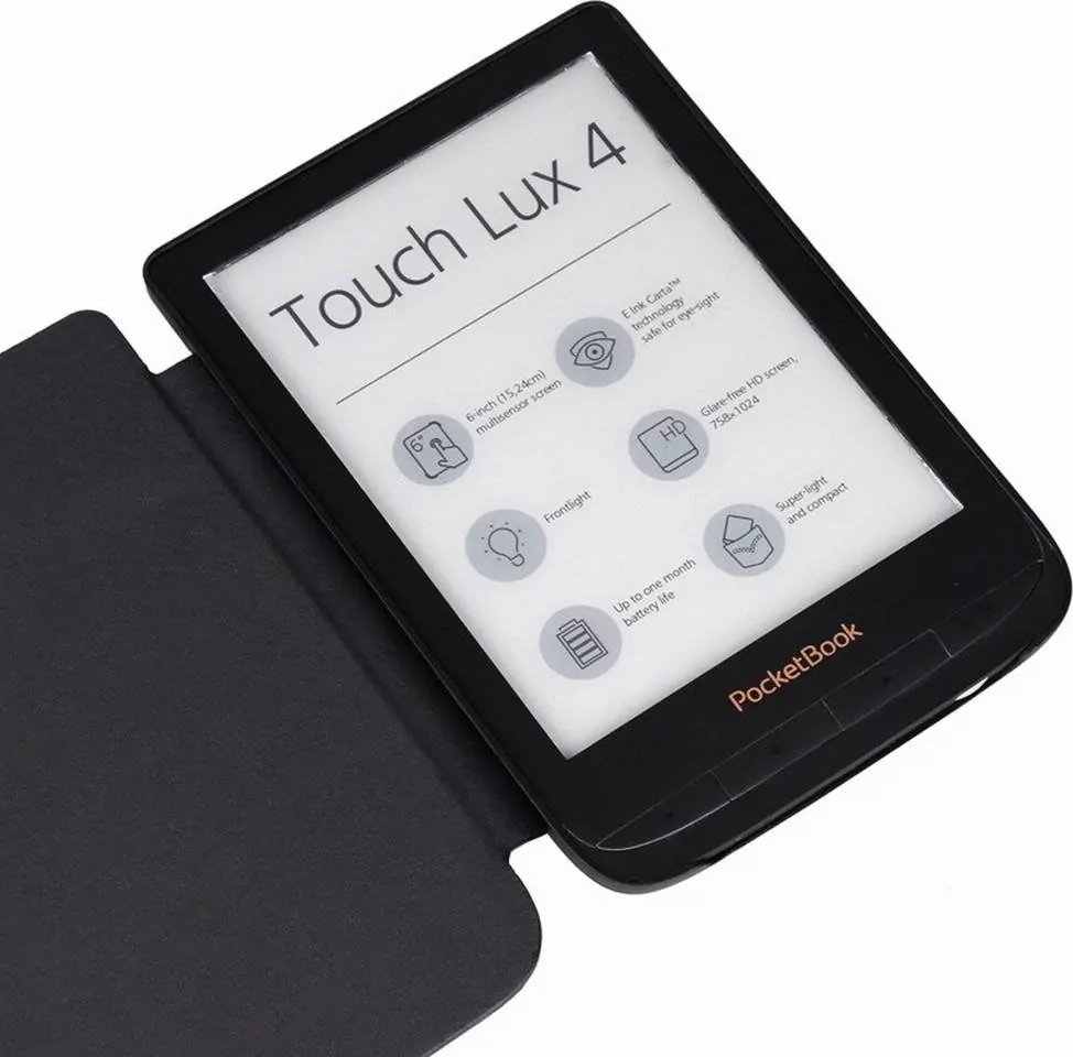 Паметен капак Strado за PocketBook Touch Lux 4/5 627/616/628, функција wake sleep, црн