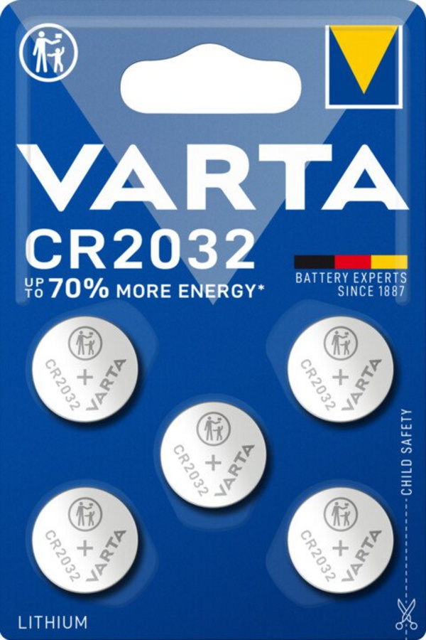 VARTA литиумска батерија CR2032, 5 парчиња - НЕ СЕ ПРОДАВА ПОСЕБЕНО!