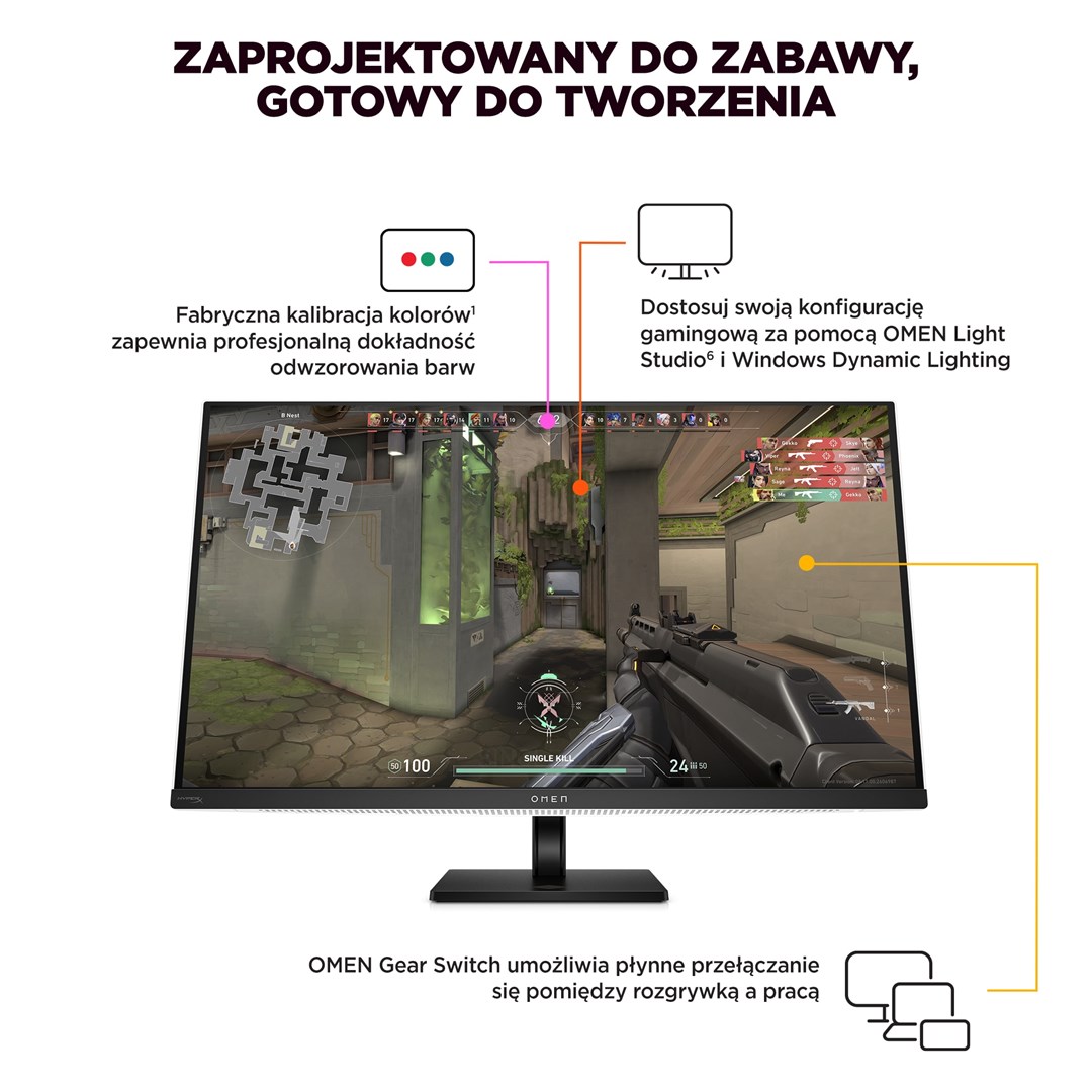 Monitor HP OMEN Transcend, 31.5" UHD OLED 240Hz, i bardhë/zi
