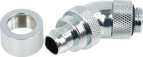 Lidhës uji Alphacool HF 45°, G1/4" në 13/10 mm, i rrotullueshëm, krom argjendi