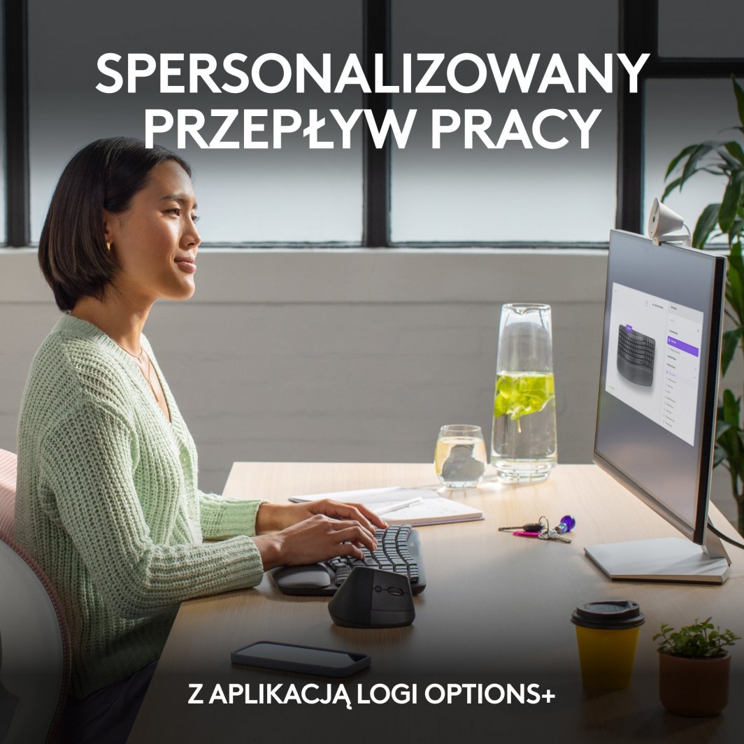 Tastierë Logitech Wave Keys, ergonomike, pa tela, grafit