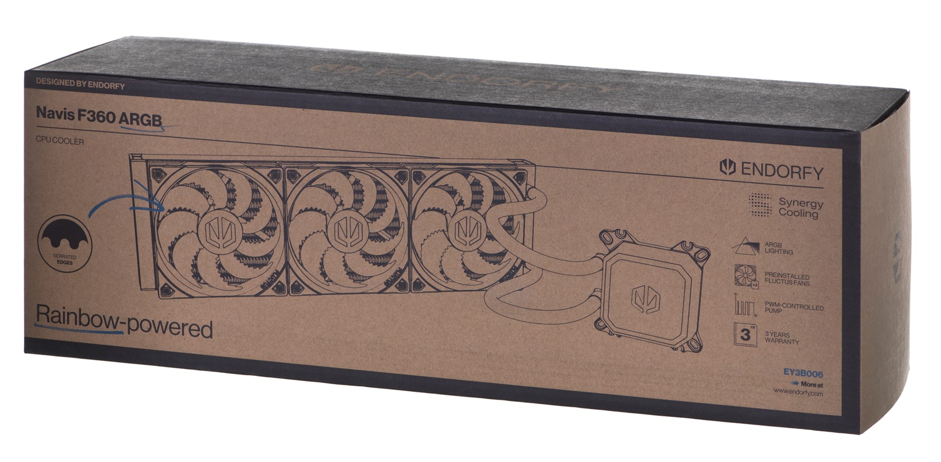 Ftohës me ujë ENDORFY Navis F360 ARGB, 1800 RPM, i zi