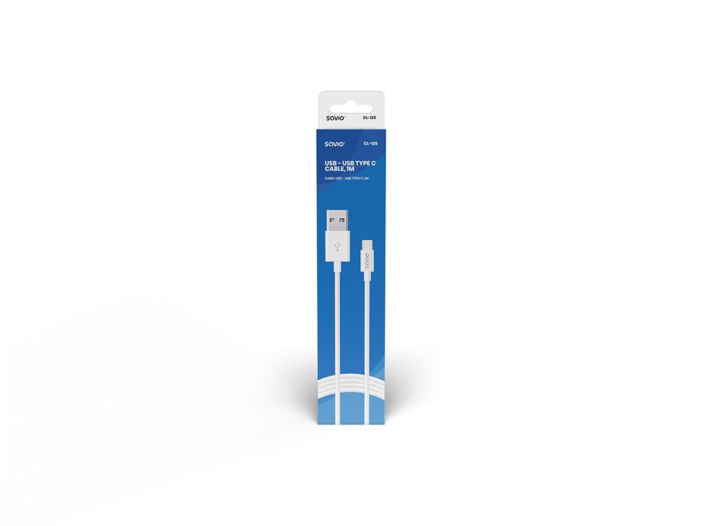 Kabllo Savio, USB A / USB C, 1 m, e bardhë