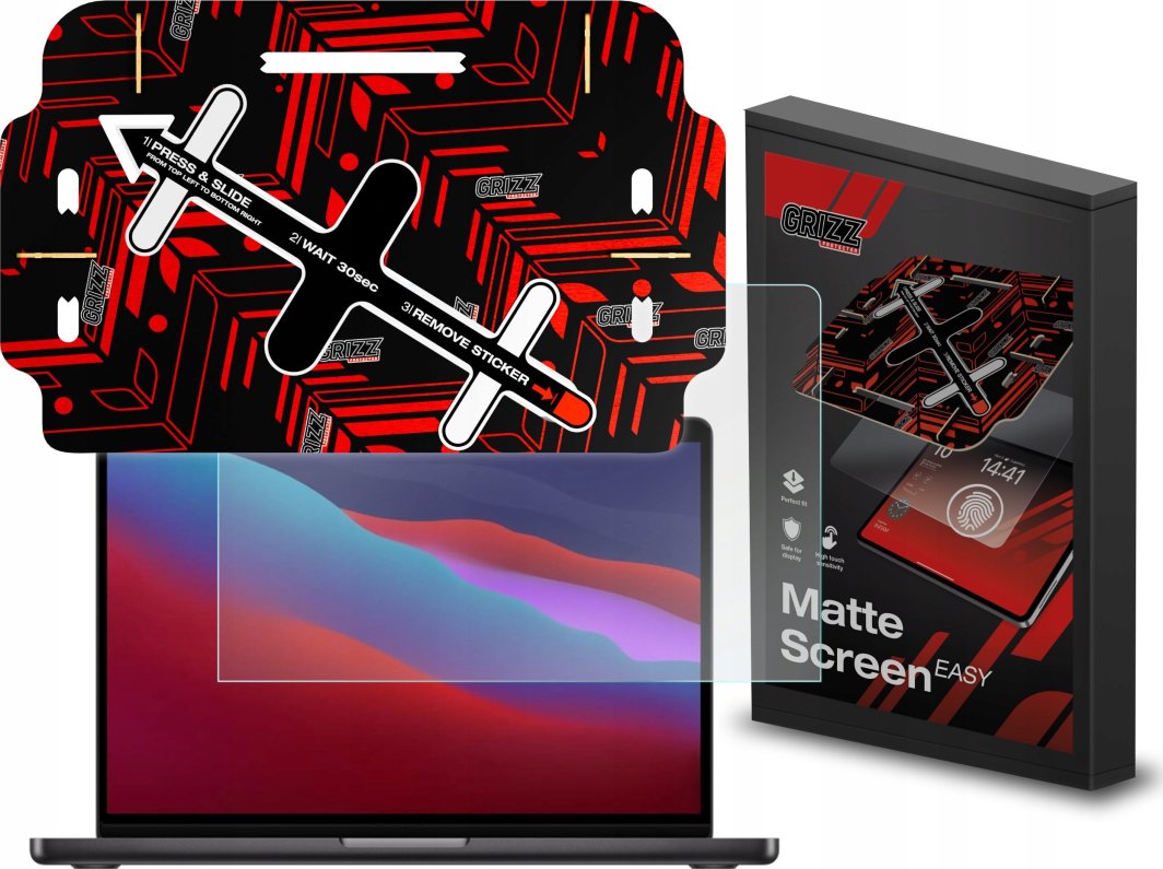 Film mbrojtës Grizz MatteScreen Easy për MacBook Pro 13" 2020, anti-fingerprint, mat, transparent