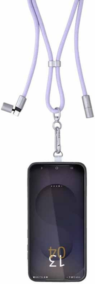 Ланец за телефон Intenso, USB C во USB C, 1.65m, 60W, виолетова