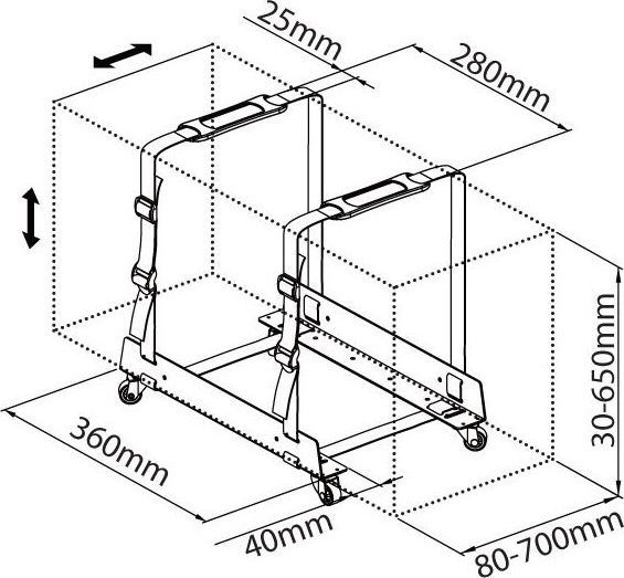 Држач за персонален компјутер Текли ICA-CS 61, универзален, со тркала, црн