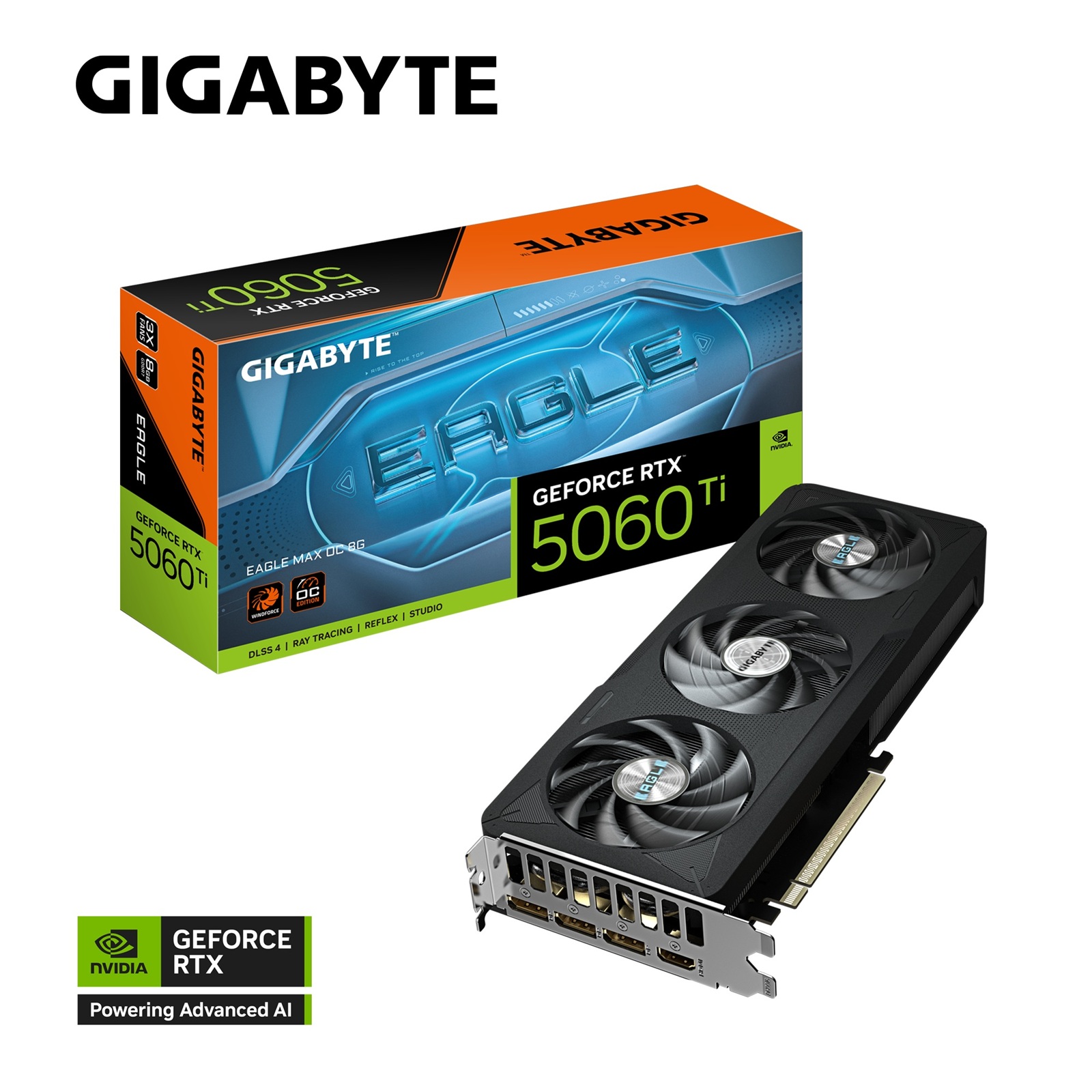 Kartelë grafike Gigabyte GeForce RTX 5060 Ti WINDFORCE MAX OC, 8GB GDDR7, PCI Express 5.0, e zezë
