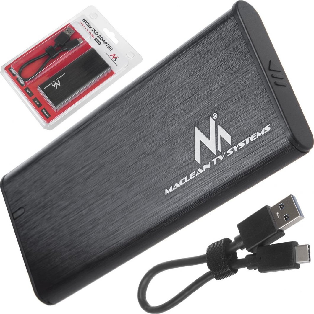 Kuti e jashtme për SSD M.2 Maclean Pocket MCE443, NVMe PCIe dhe SATA NGFF, USB 3.1, alumin
