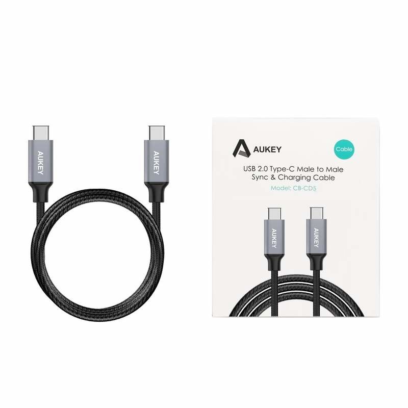 Kabllo Aukey, USB C / USB C, 1 m, e zezë