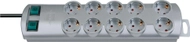 Shpërndarës elektrik Brennenstuhl Primera-Line me 10 priza, 2m, i argjend