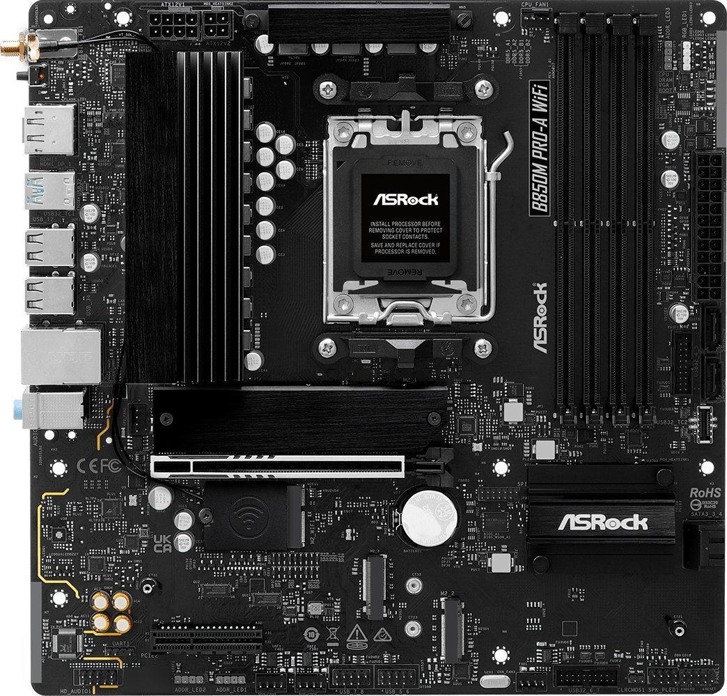 Pлоча Asrock B850M Pro-A WiFi, AMD AM5, DDR5, Micro ATX