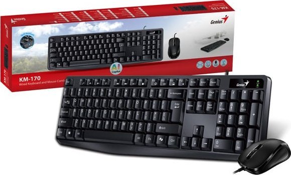Сет тастатура и глушец Genius KM-170 Copilot, USB, 1200 DPI, црн