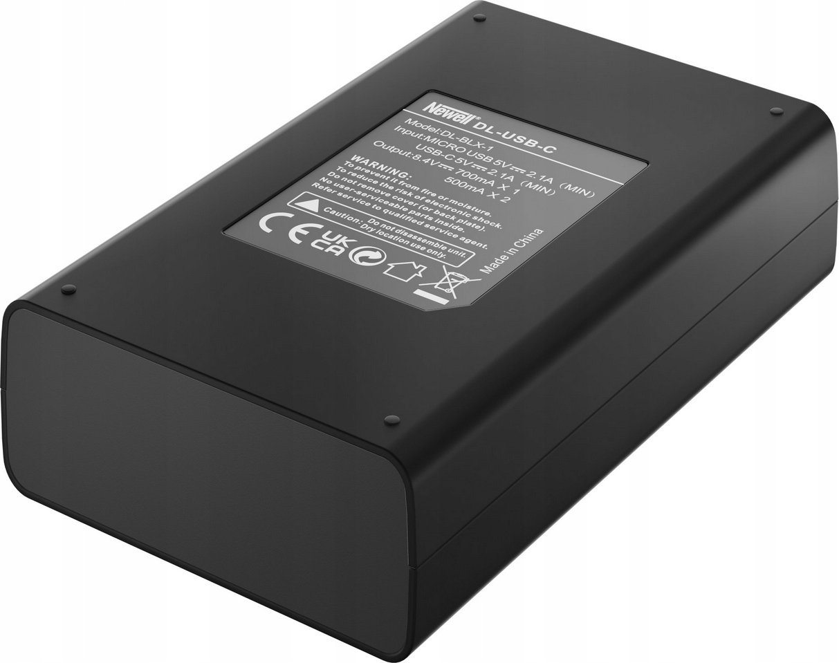 Karikues dyfishtë Newell DL USB C për bateri BLX 1, ekran statusi, i zi