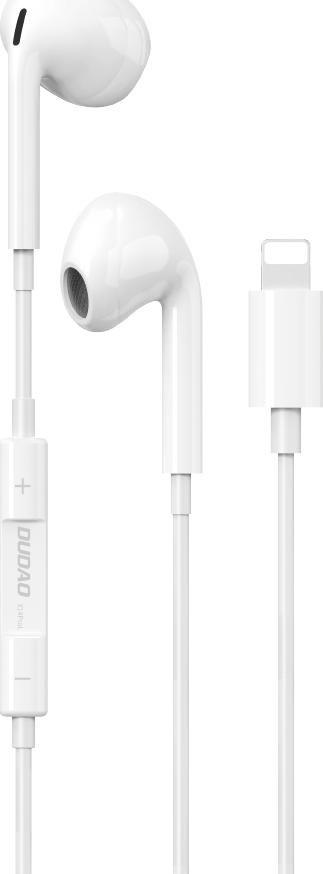 Kufje in ear Dudao X14PROL W1, Lightning, me kabëll, të bardha