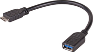 Kabllo OTG Akyga AK‑AD‑30, USB-A / micro-USB-B, 15 cm, e zezë