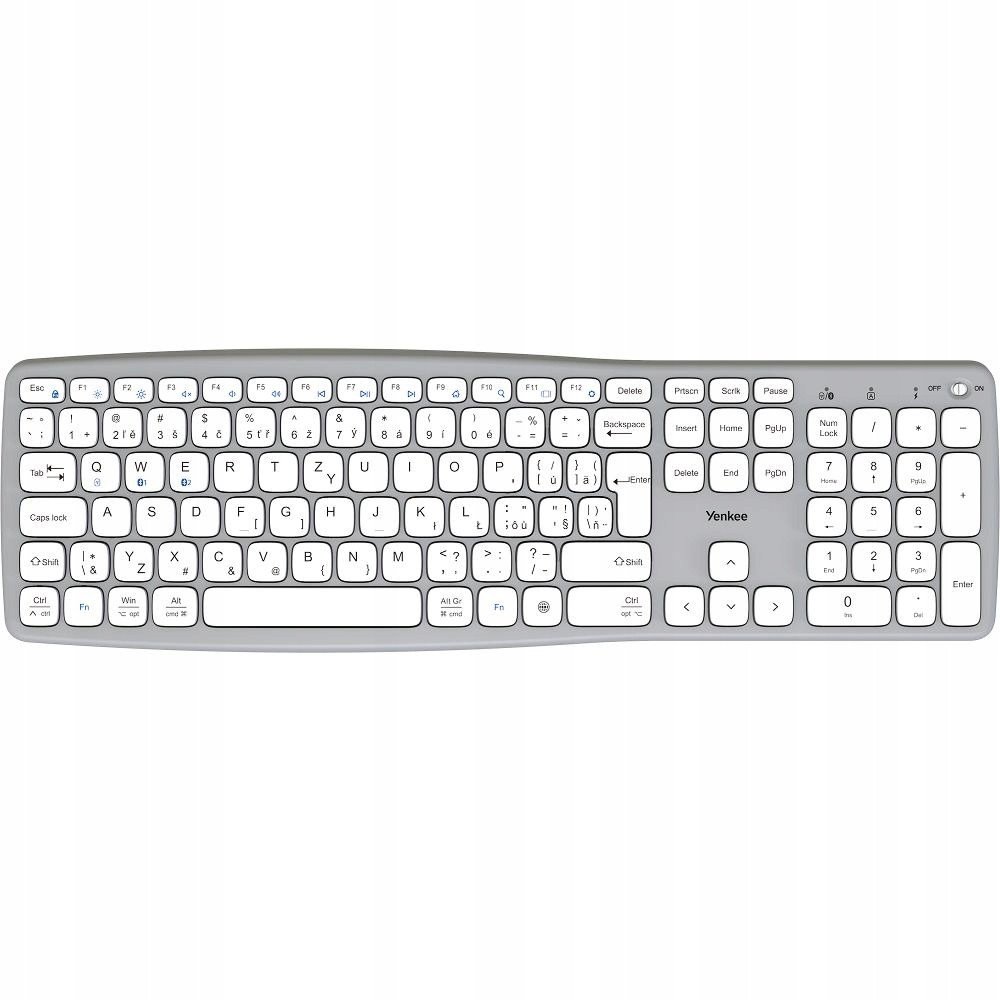 Бежична тастатура Yenkee YKB 2100 CSGY, 2.4G и Bluetooth, вградена полначка батерија, сива