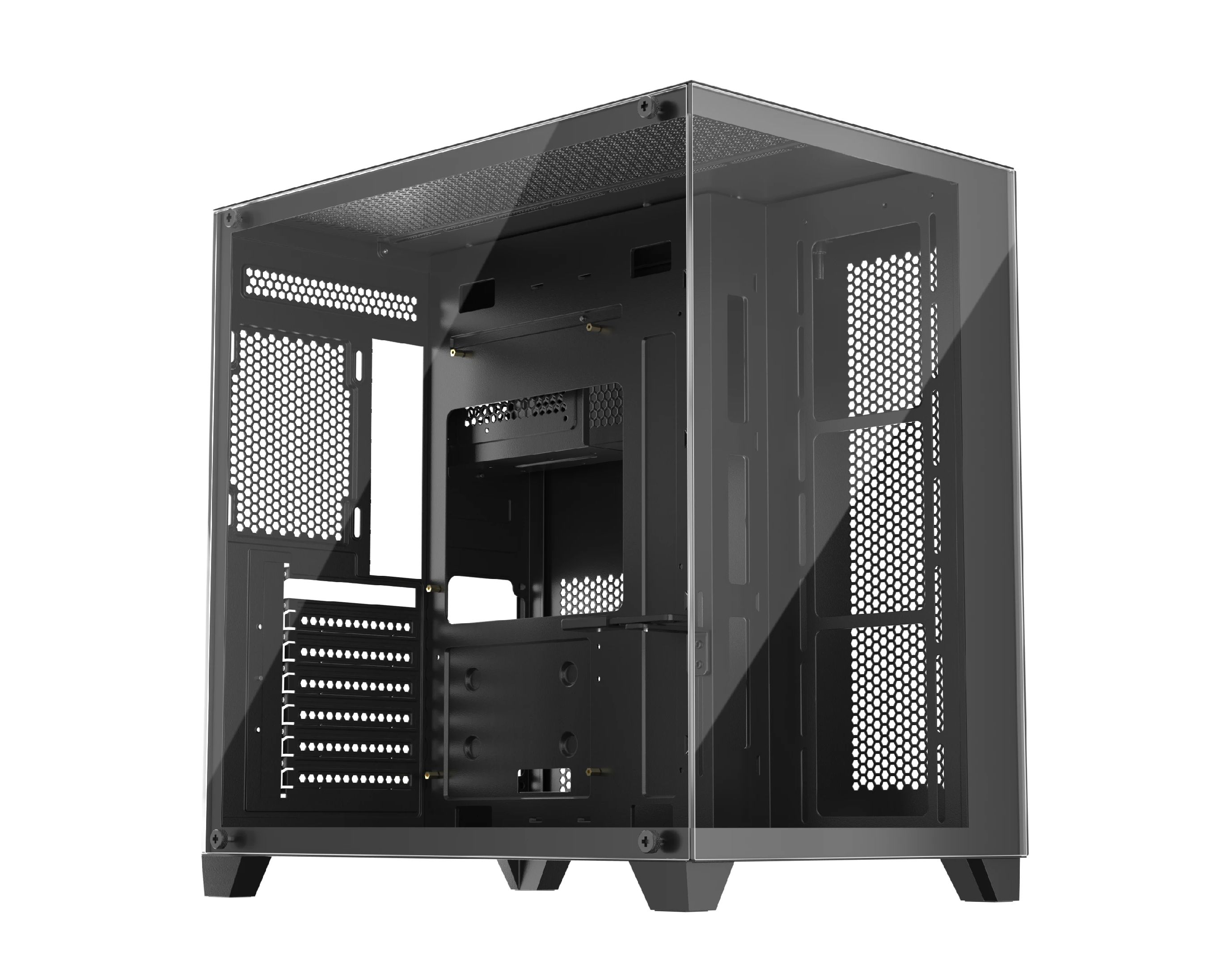 Kasa kompjuteri 1stPlayer MEGAVIEW MV8, ATX Middle Tower, xham i temperuar, e zezë