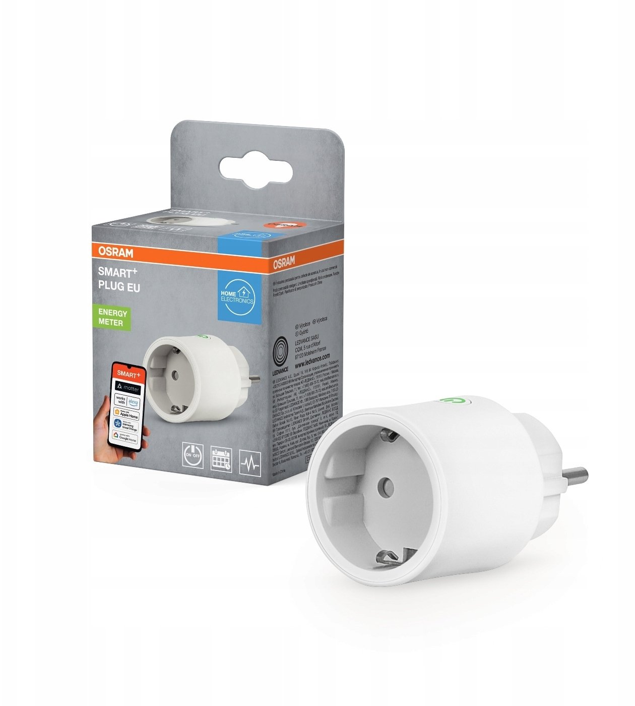 Prizë smart OSRAM Smart+ Radio Socket, WiFi Matter, matës energjie, e bardhë