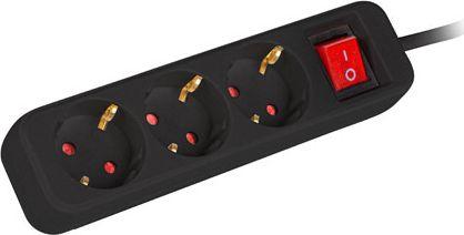 Продолжен кабел Lanberg со 3 приклучоци, 1,5 м, црн (PS1-03F-0150-BK)