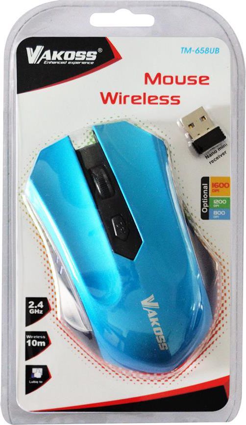 Maus Vakoss TM-658UB, wireless, USB, i kaltërt