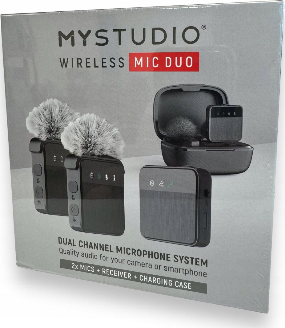 Mikrofon wireless Easypix MyStudio Mic Duo, 2 kanale, set me 2 lavalierë, i zi