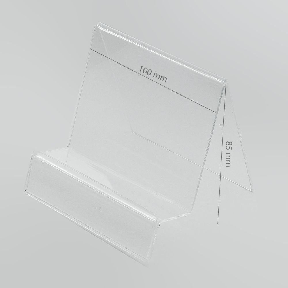 Stendë vertikale plexiglass për tablet navi, me mbajtëse etikete çmimi, transparente