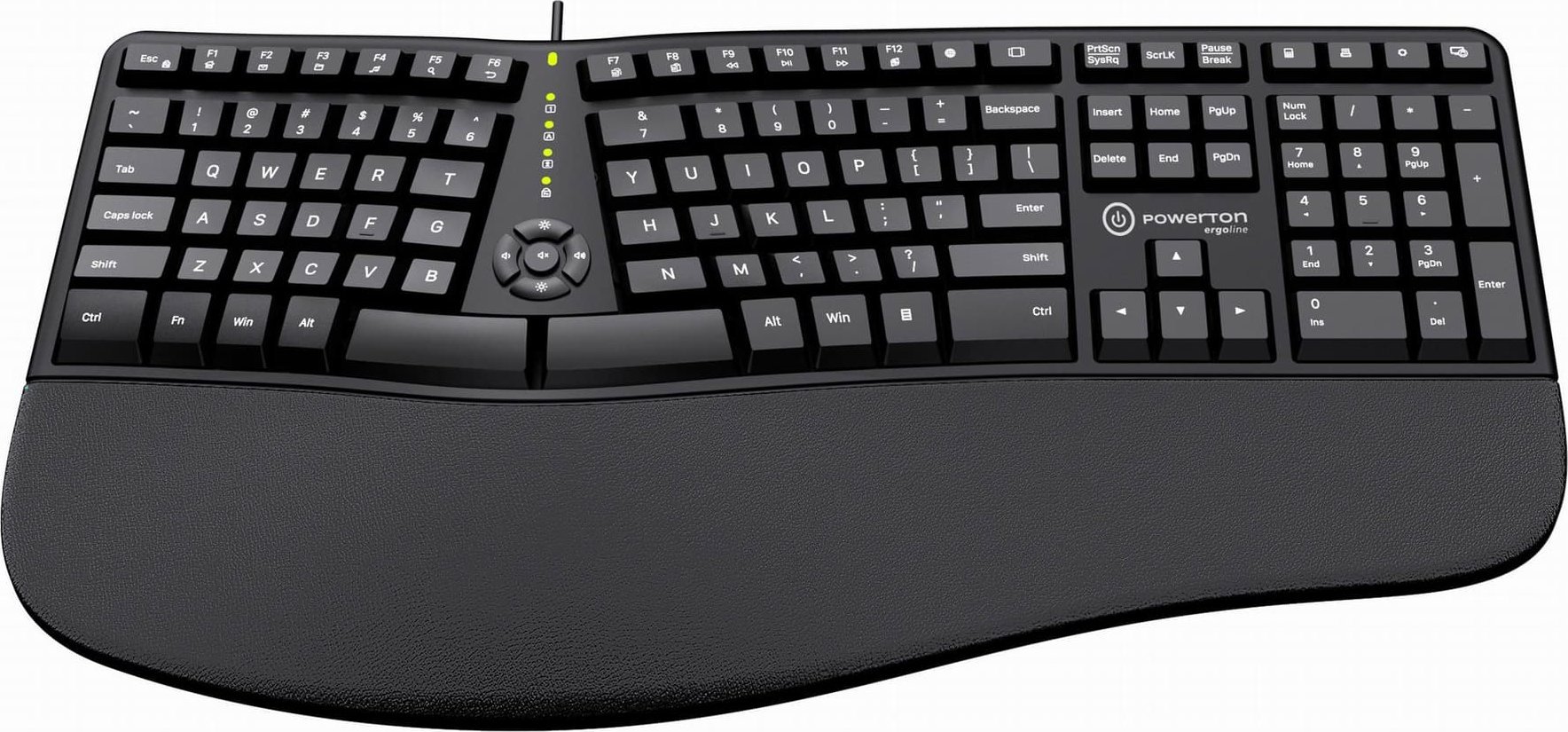 Тастатура Powerton ERGO LANA, ергономска, со USB кабел, CZ SK, црна