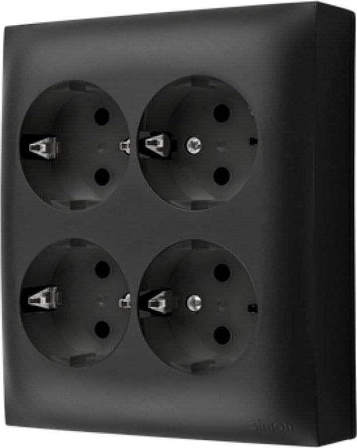 Prizë sipërfaqësore Kontakt-Simon Aquaclick ACGSZN4/49, 4-fishe Schuko, IP20, e zezë