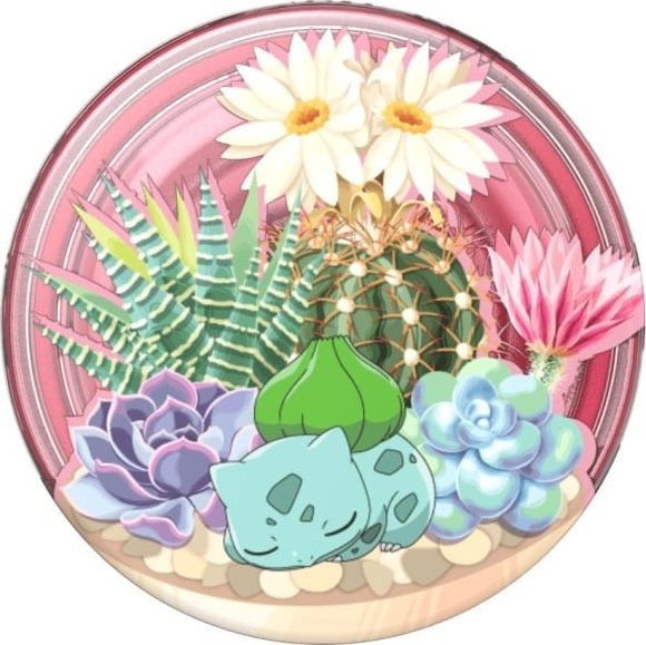 Mbajtëse telefoni PopSockets Bulbasaur Terrarium PopGrip, ngjitëse, shumëngjyrëshe