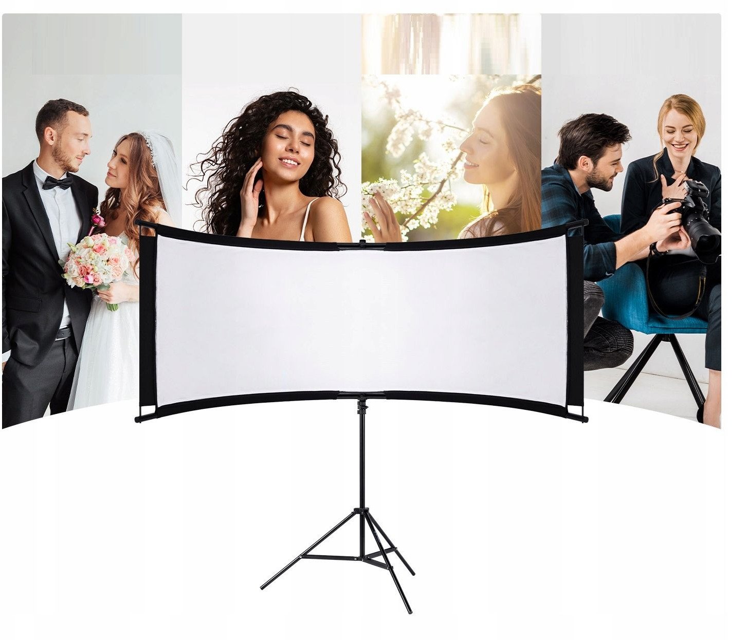 Reflektor fotografik K&amp;F Concept U-Shape 4-in-1, 180x60 cm, i artë argjendtë