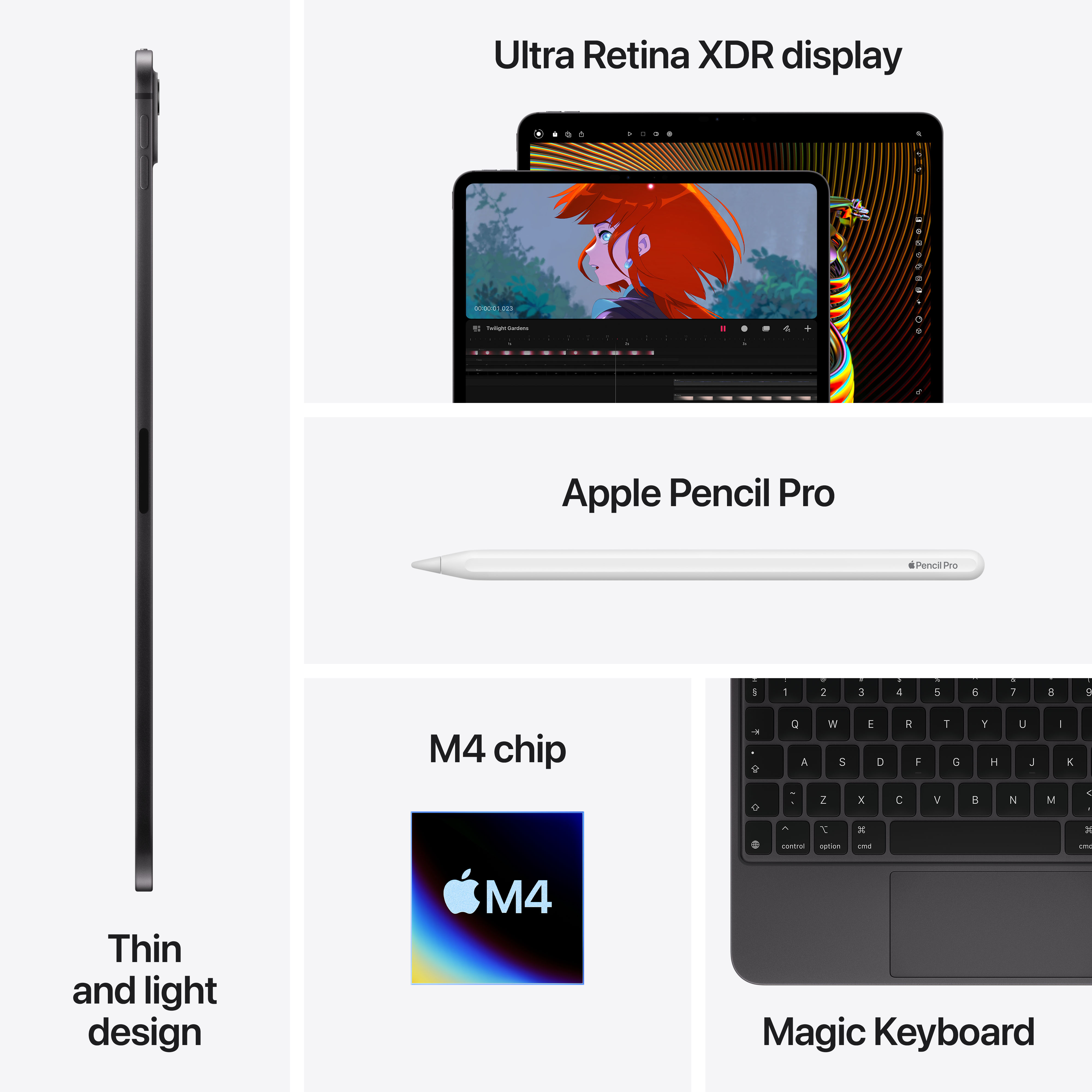 Apple iPad Pro (M4), 11", Cellular, 1TB, Standard Glass, Silver