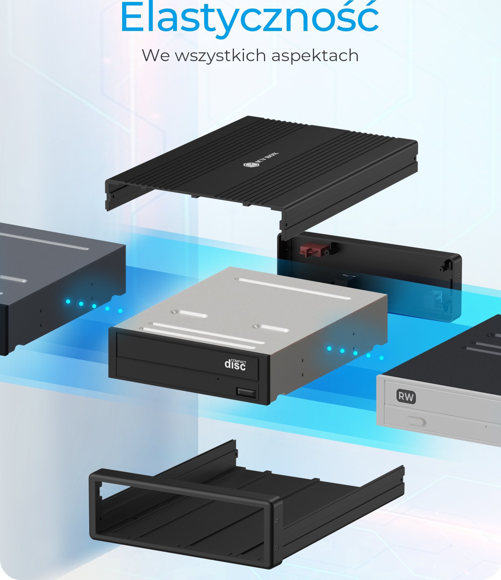 Kuti e jashtme për ODD Icy Box IB-525-U3, 5.25", USB 3.2, e zezë