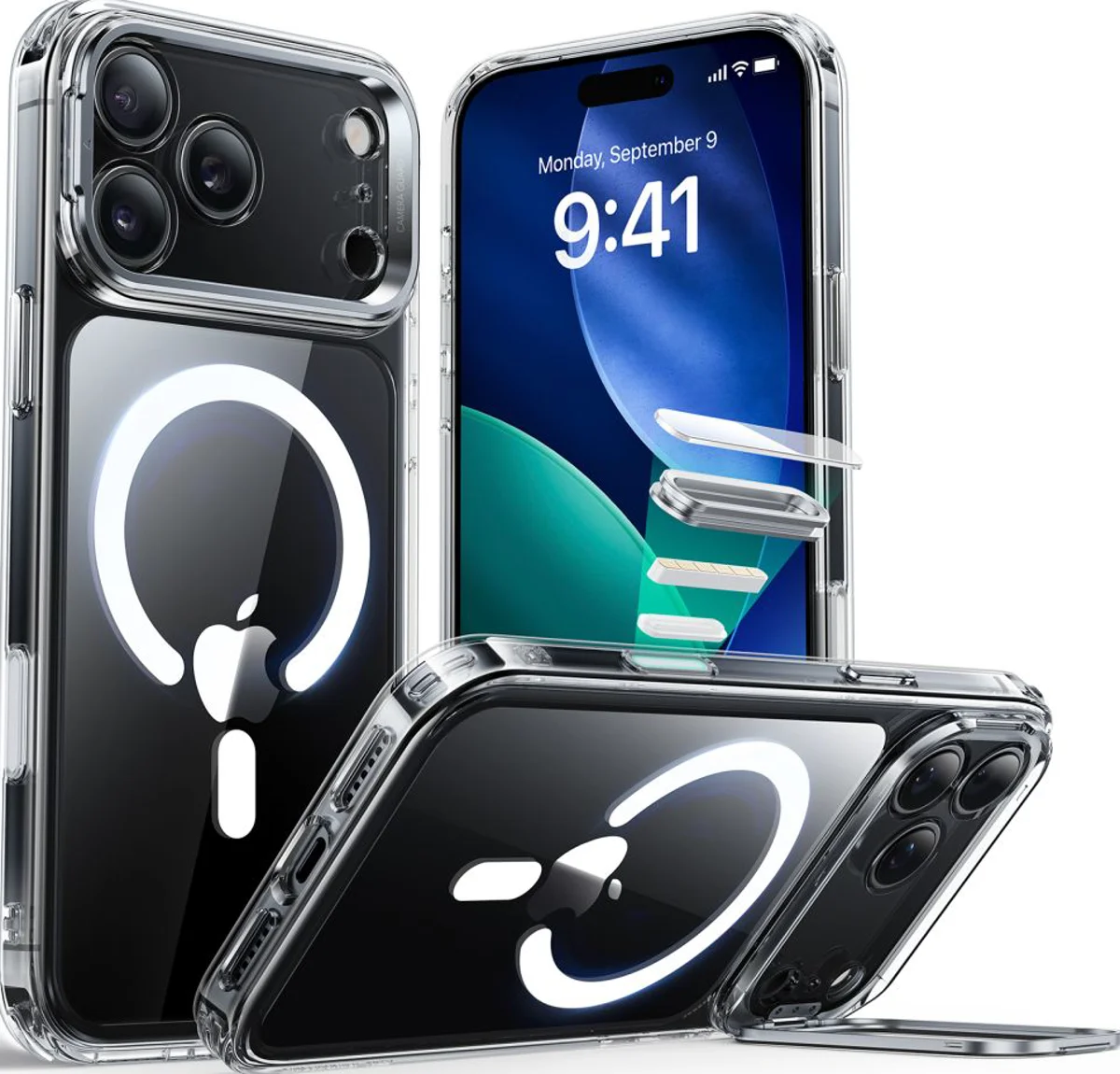 Mbrojtëse me mbajtëse ESR për iPhone 17 Pro, transparente